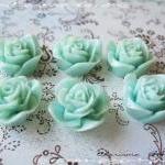 6 Resin Roses Cabochons Flo..