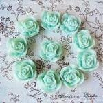 6 Resin Roses Cabochons Flo..