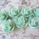 6 Resin Roses Cabochons Flo..