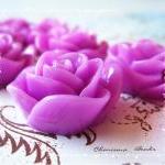6 Resin Roses Cabochons Flo..