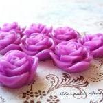6 Resin Roses Cabochons Flo..