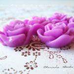 6 Resin Roses Cabochons Flo..