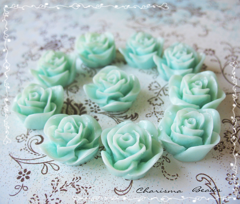 6 Resin Roses Cabochons Flower Accessory 22x22x12mm