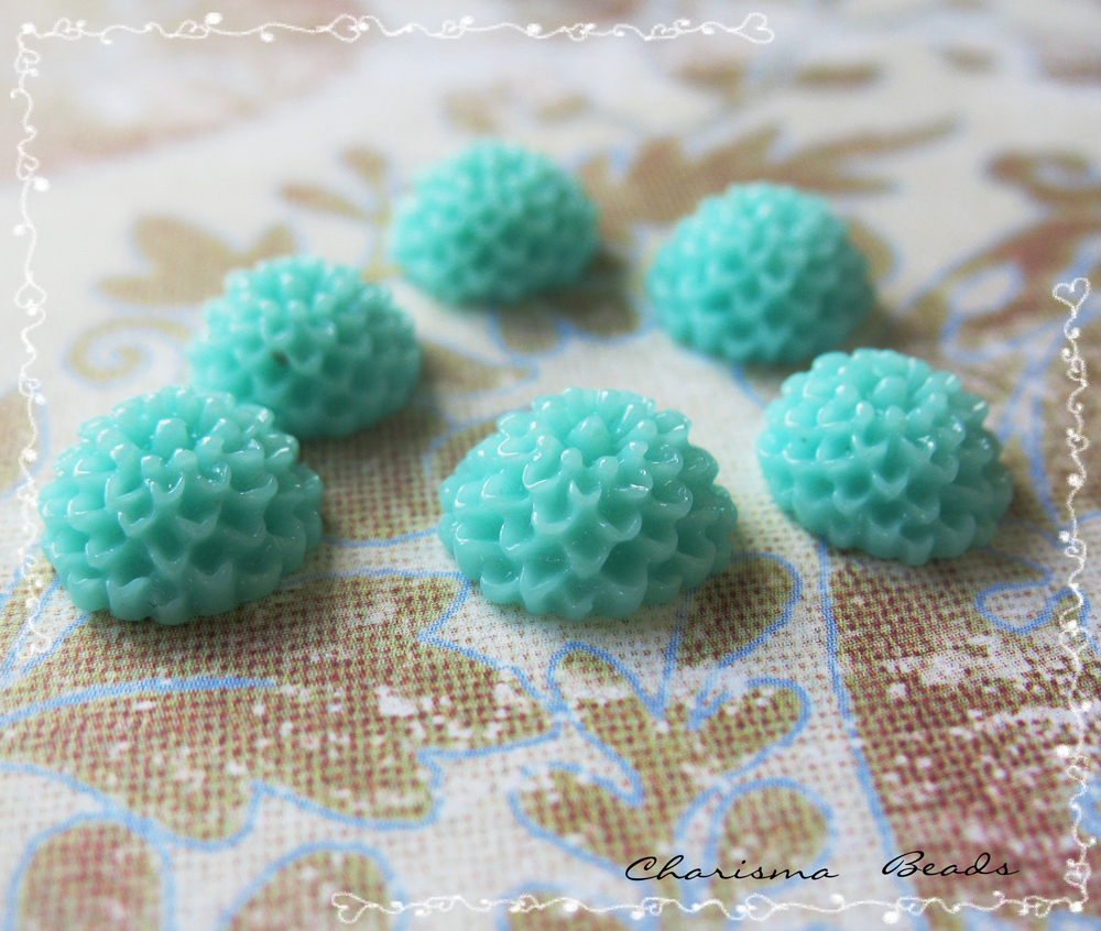 6 Resin Chrysanthemum Mum Flower Cabochons Accessory 10x4.5mm