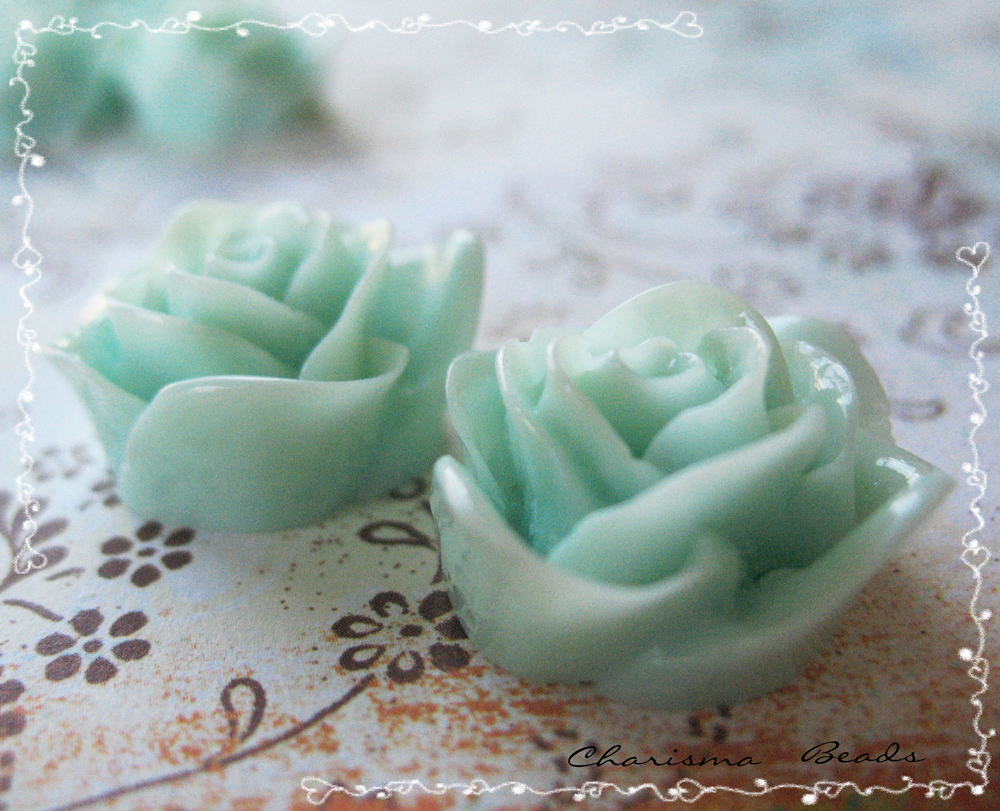 12 Resin Roses Cabochons Flower Accessory 22x22x12mm