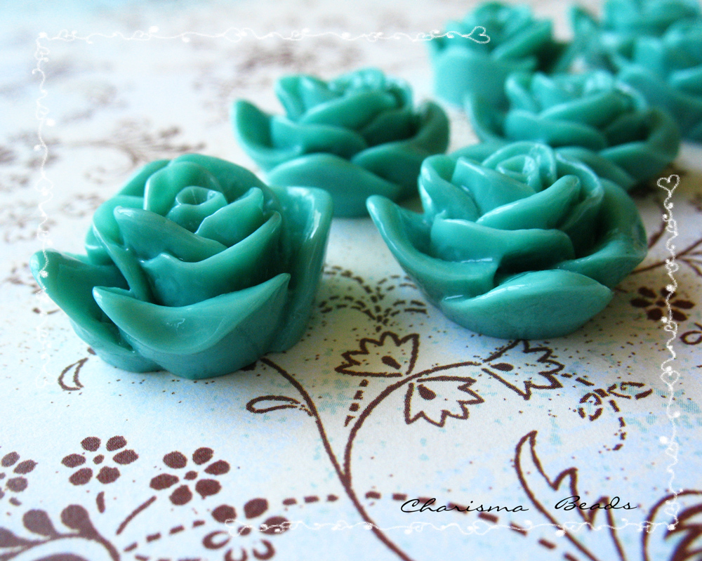 12 Resin Roses Cabochons Flower Accessory 22x22x12mm