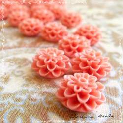 6 Resin Chrysanthemum Flower Cabochons Accessory 15x8mm