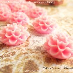 6 Resin Chrysanthemum Flower Cabochons Accessory 15x8mm