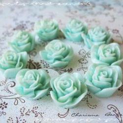 6 Resin Roses Cabochons Flower Accessory 22x22x12mm