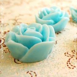6 Resin Roses Cabochons Flower Accessory 22x22x12mm