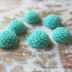 6 Resin Chrysanthemum Mum Flower Cabochons Accessory 10x4.5mm