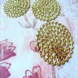 4 Brass Vintage Filigree Connectors Beads, Lead Free, Round, 48mm, Hole: 2mm