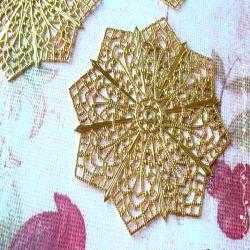 4 Brass Vintage Filigree Connectors Beads, Lead Free, 64mm, Hole: 2mm