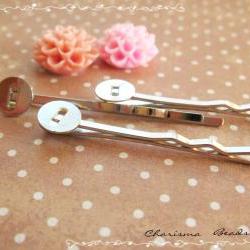 12 Iron Hair Pin - Barrette, 45x6mm ,Silver Gray