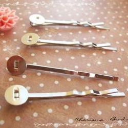 24 Iron Hair Pin Barrette, 45x6mm ,Silver Gray