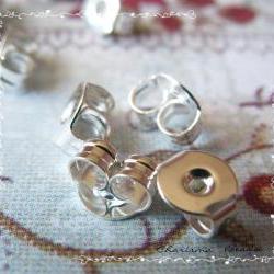 12pcs/6 pairs Earring Stopers -Brass Earnuts- 5x3x4.5mm, Hole: 1mm
