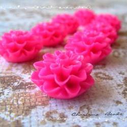 6 Resin Chrysanthemum Flower Cabochons Accessory 15x8mm