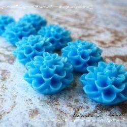 6 Resin Chrysanthemum Flower Cabochons Accessory 15x8mm