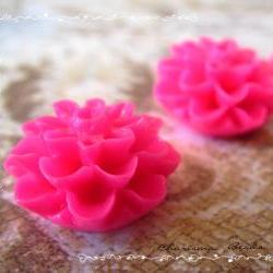 12 Resin Chrysanthemum Flower Cabochons Accessory 15x8mm