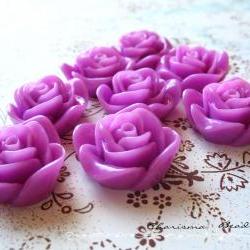 12 Resin Roses Cabochons Flower Accessory 22x22x12mm