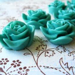 12 Resin Roses Cabochons Flower Accessory 22x22x12mm