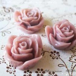 6 Resin Roses Cabochons Flower Accessory 22x22x12mm