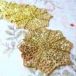 10 Brass Vintage Filigree Connectors Beads, Lead Free, 64mm, Hole: 2mm