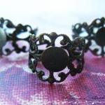 12 Antique Bronze Brass Filigree Adjustable Ring Shanks 18mm, 16mm
